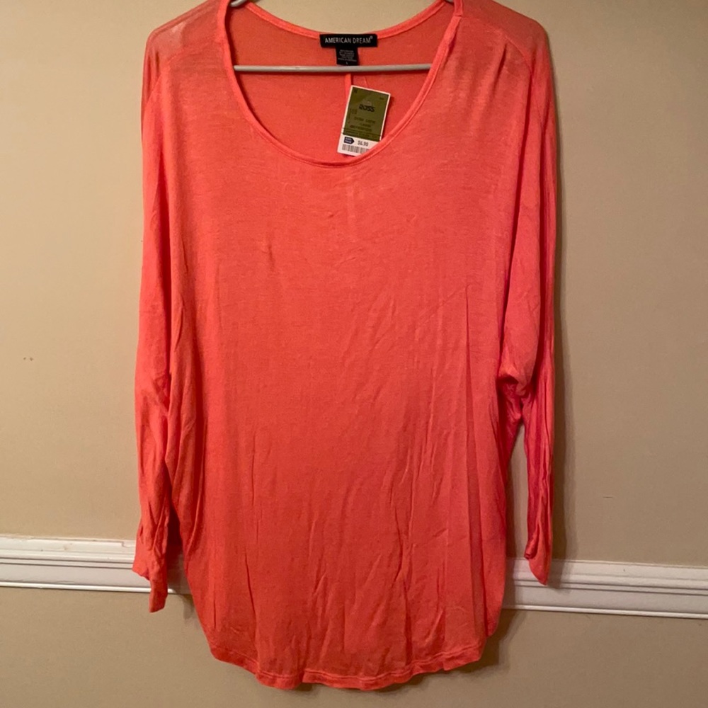 Coral Color long sleeve tunic top size L